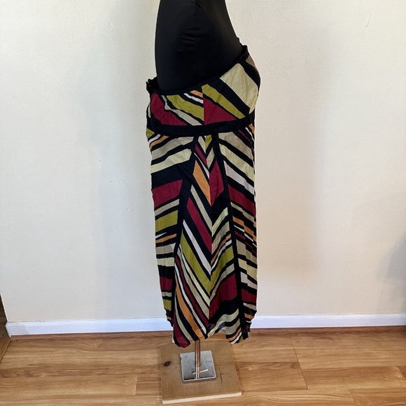 GAP Womens Strapless Dress size 12 Cotton Lightweight Geometric Green Pink Black - Picture 5 of 10